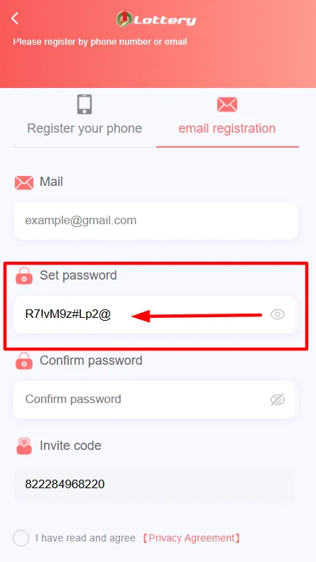 Type a password with letters and numbers